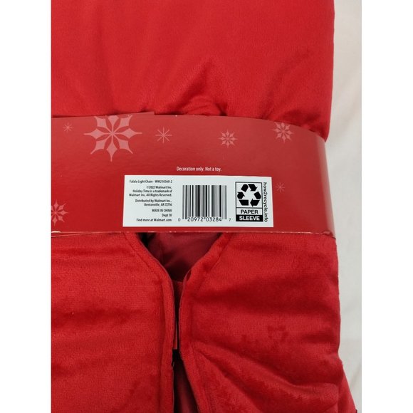 Holiday Time Fa La La La 48 In Christmas Tree Skirt Red Embroidered Bulbs New - Picture 5 of 5